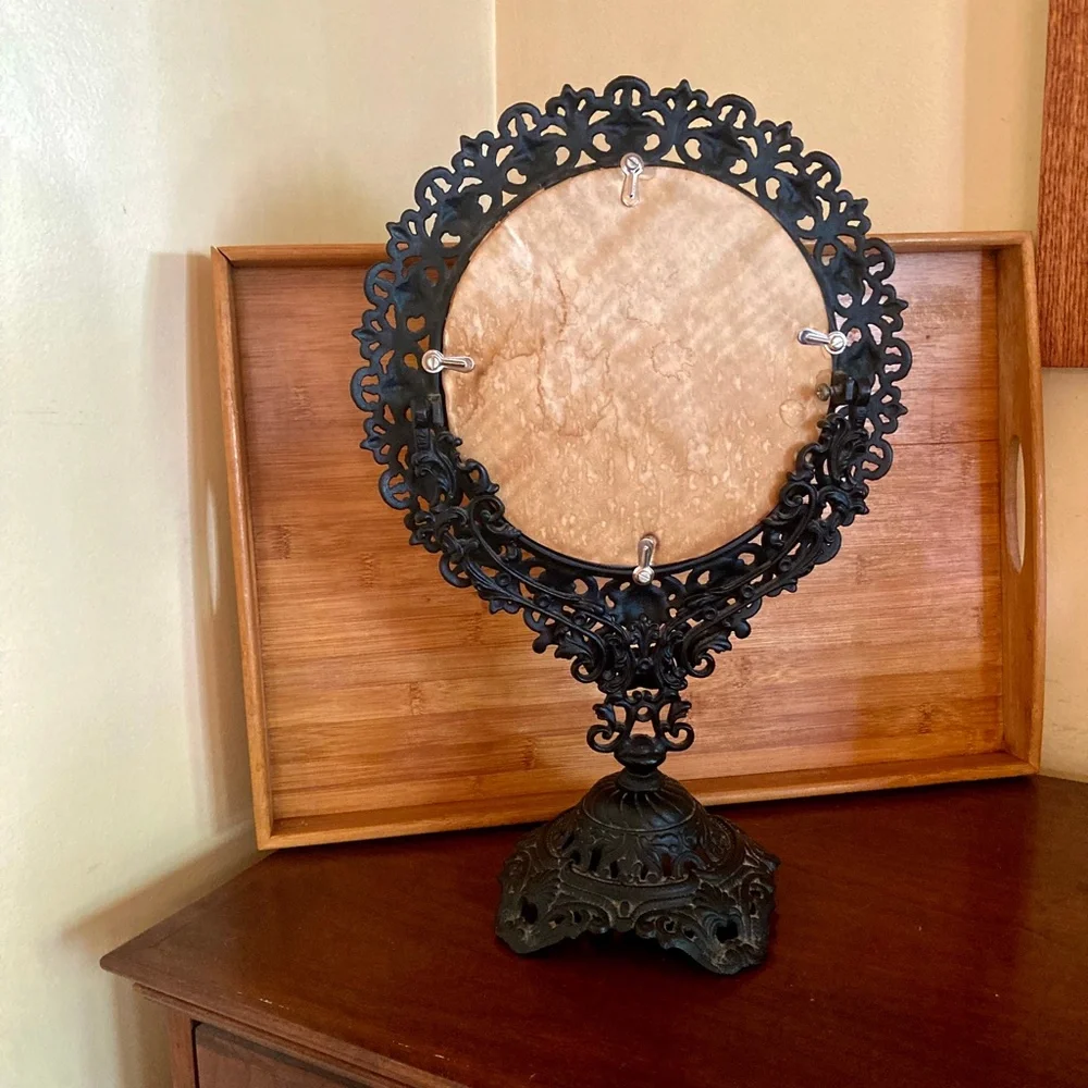 Beautiful vintage black table mirror